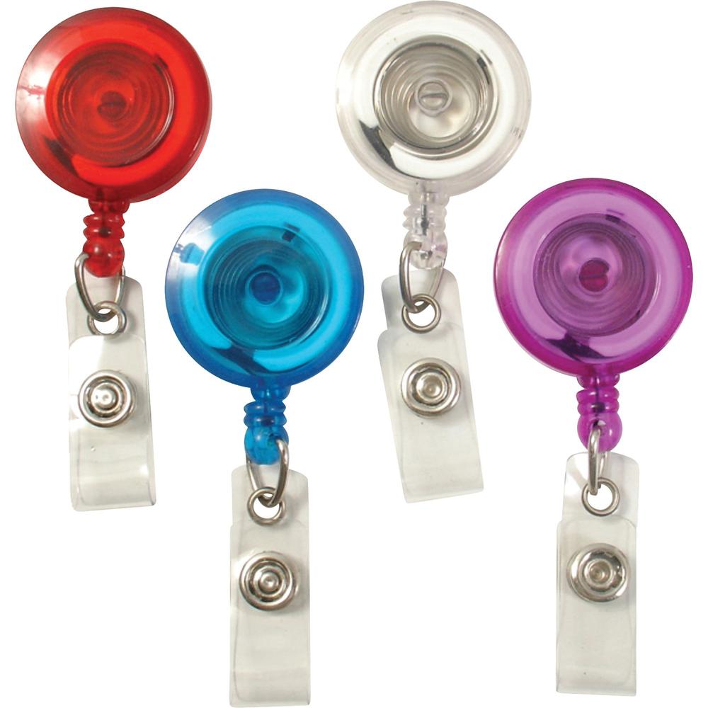 SICURIX ID Card Reel With Belt Clip - Plastic - 4 / Pack - Assorted. Picture 1