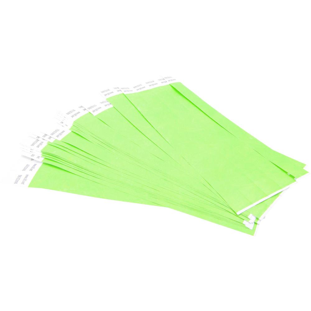 SICURIX Standard Dupont Tyvek Security Wristband - 100 / Pack - 0.8" Height x 10" Width Length - Neon Green - Tyvek. Picture 1