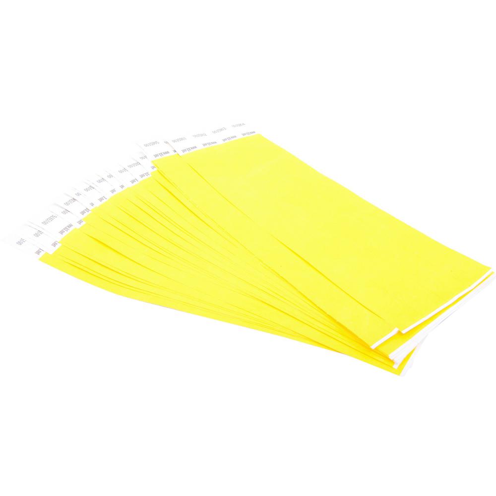 SICURIX Standard Dupont Tyvek Security Wristband - 100 / Pack - 0.8" Height x 10" Width Length - Yellow - Tyvek. Picture 1