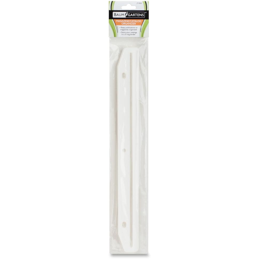 Baumgartens Magazine/Catalog Organizer Strips - 11.6" Length - 3 x Holes - Ring Binder - Clear - 12 / Pack. Picture 1
