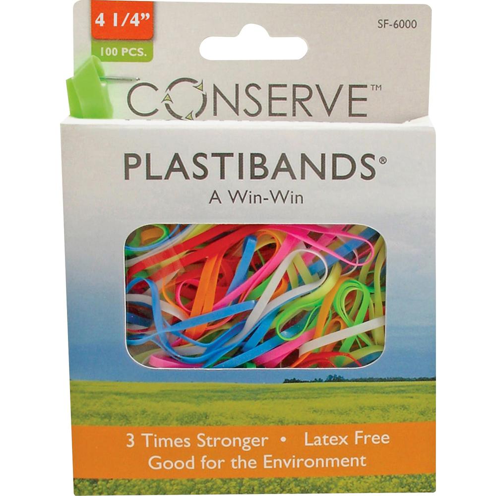 Conserve Plastibands - 4.3" Length - Latex-free - 100 / Box - Polyurethane - Assorted. Picture 1