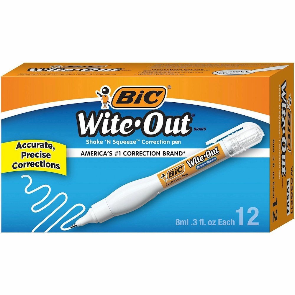 Wite-Out Shake 'n Squeeze Correction Pen - Pen Applicator - 8 mL - White - Fast-drying - 12 / Box. Picture 1