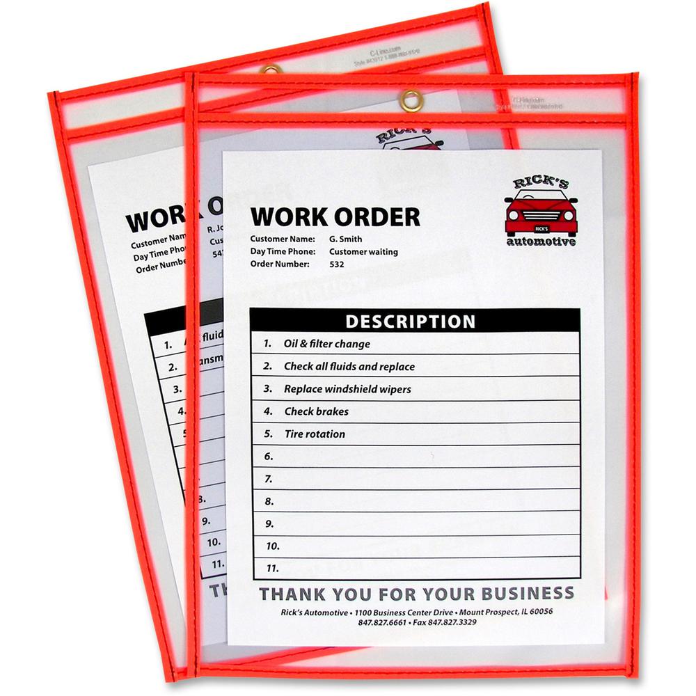 C-Line Neon Shop Ticket Holders, Stitched - Orange, Both Sides Clear, 9 x 12, 15EA/BX, 43912. Picture 1