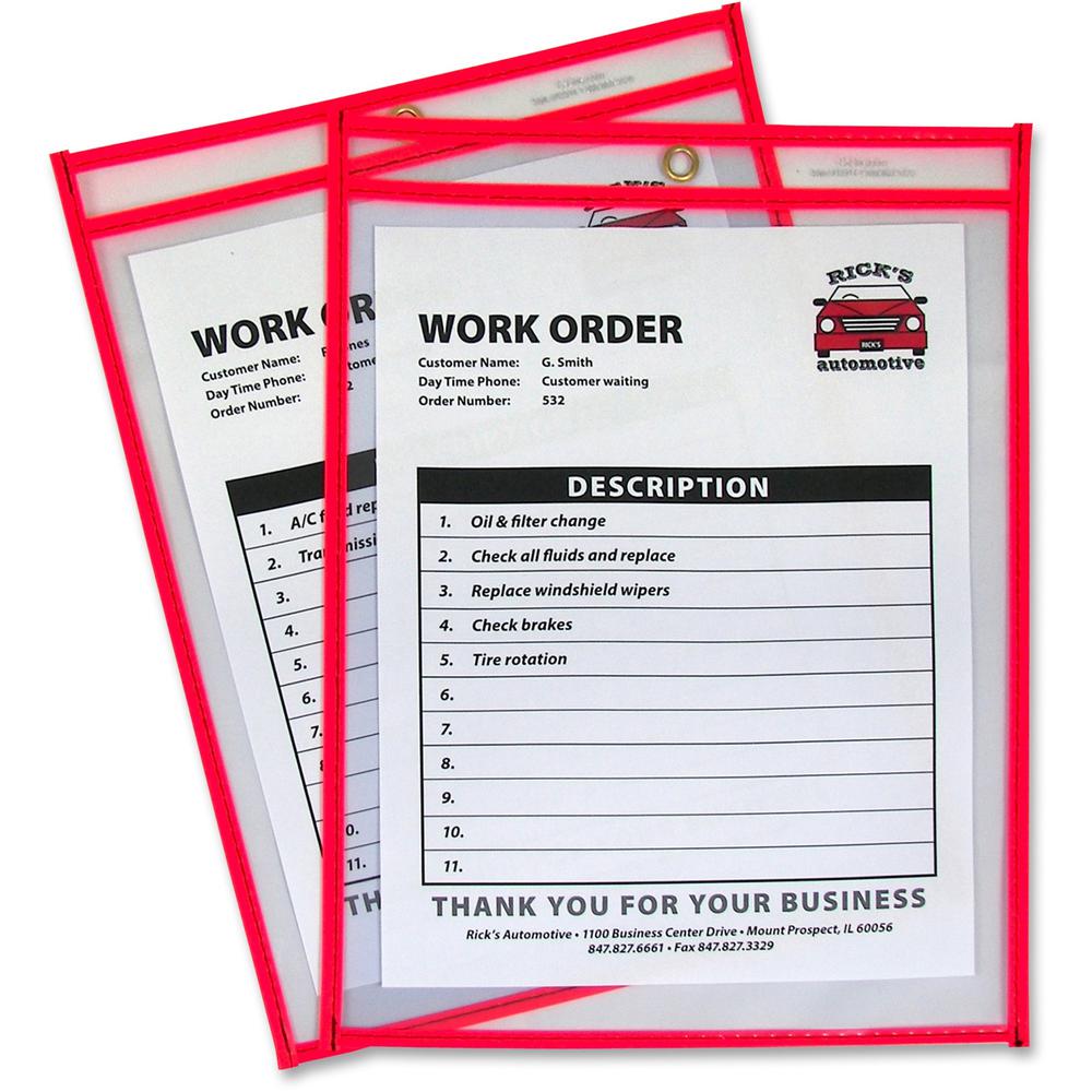 C-Line Neon Shop Ticket Holders, Stitched - Red, Both Sides Clear, 9" x 12" , 1 Each/Box, 43914. Picture 1