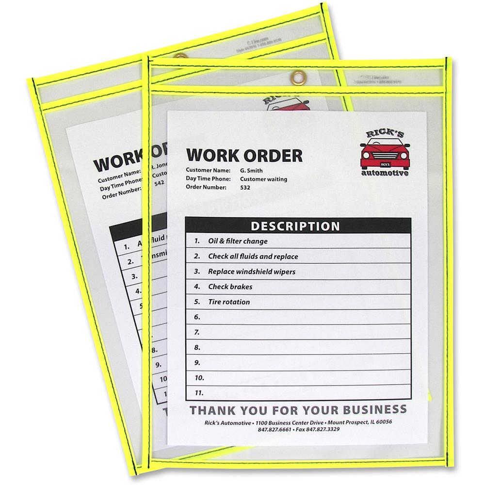 C-Line Neon Shop Ticket Holders, Stitched - Yellow, Both Sides Clear, 9 x 12, 15EA/BX, 43916. Picture 1
