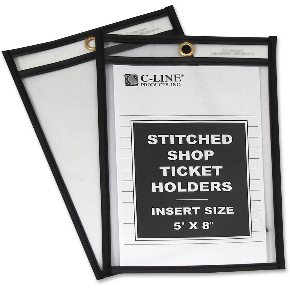 C-Line Shop Ticket Holders, Stitched - Both Sides Clear, 5 x 8, 25/BX, 46058. Picture 1