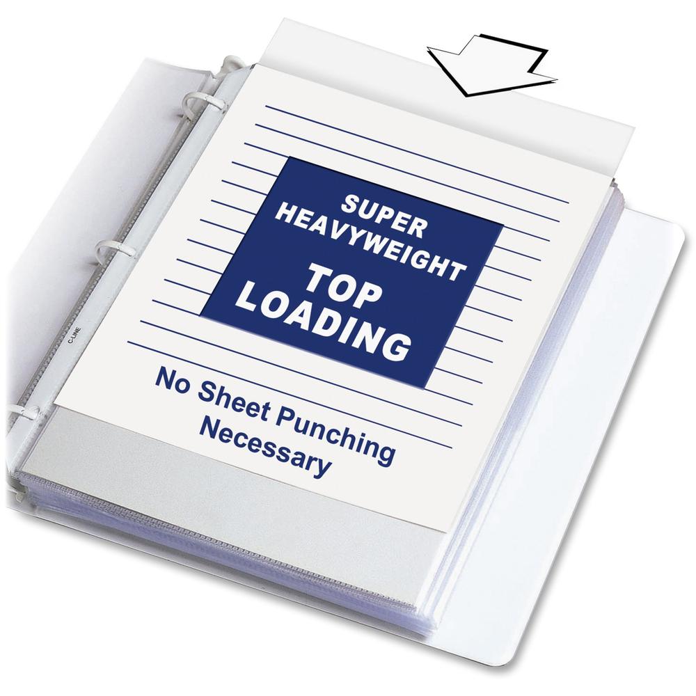 C-Line Super Heavyweight Poly Sheet Protectors - Clear, Top Loading, 11 x 8-1/2, 50/BX, 61003. Picture 1