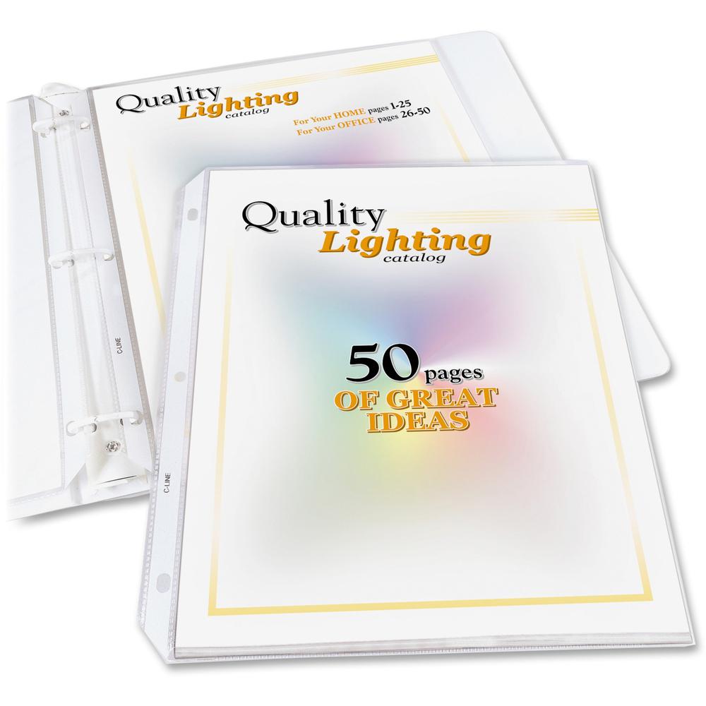 C-Line High-Capacity Top-Loading Sheet Protectors - 50 x Sheet Capacity - For Letter 8 1/2" x 11" Sheet - Clear - Polypropylene - 25 / Box. Picture 1