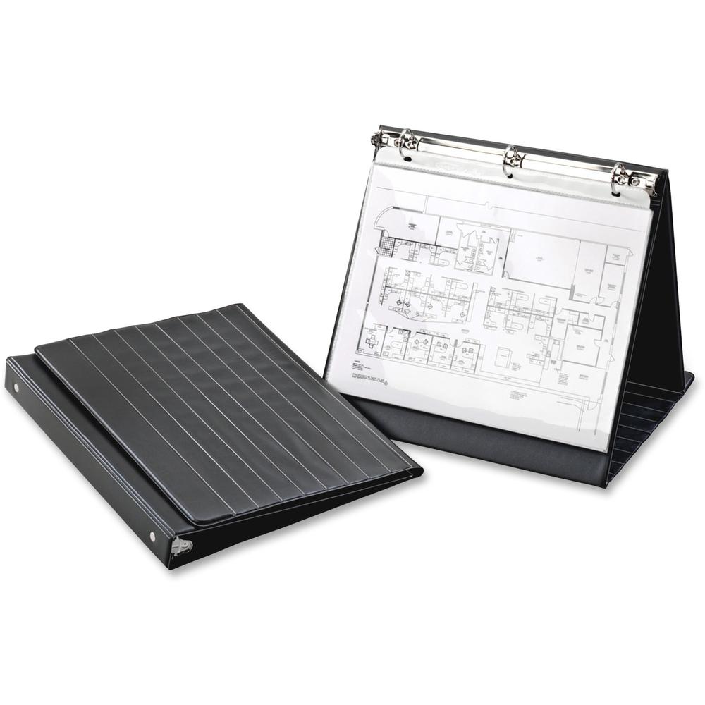Cardinal Presentation Easel Round Ring Binders - 1" Binder Capacity - Letter - 8 1/2" x 11" Sheet Size - 225 Sheet Capacity - 3 x Round Ring Fastener(s) - Vinyl - Black - 1.04 lb - Hook & Loop Closure. Picture 1