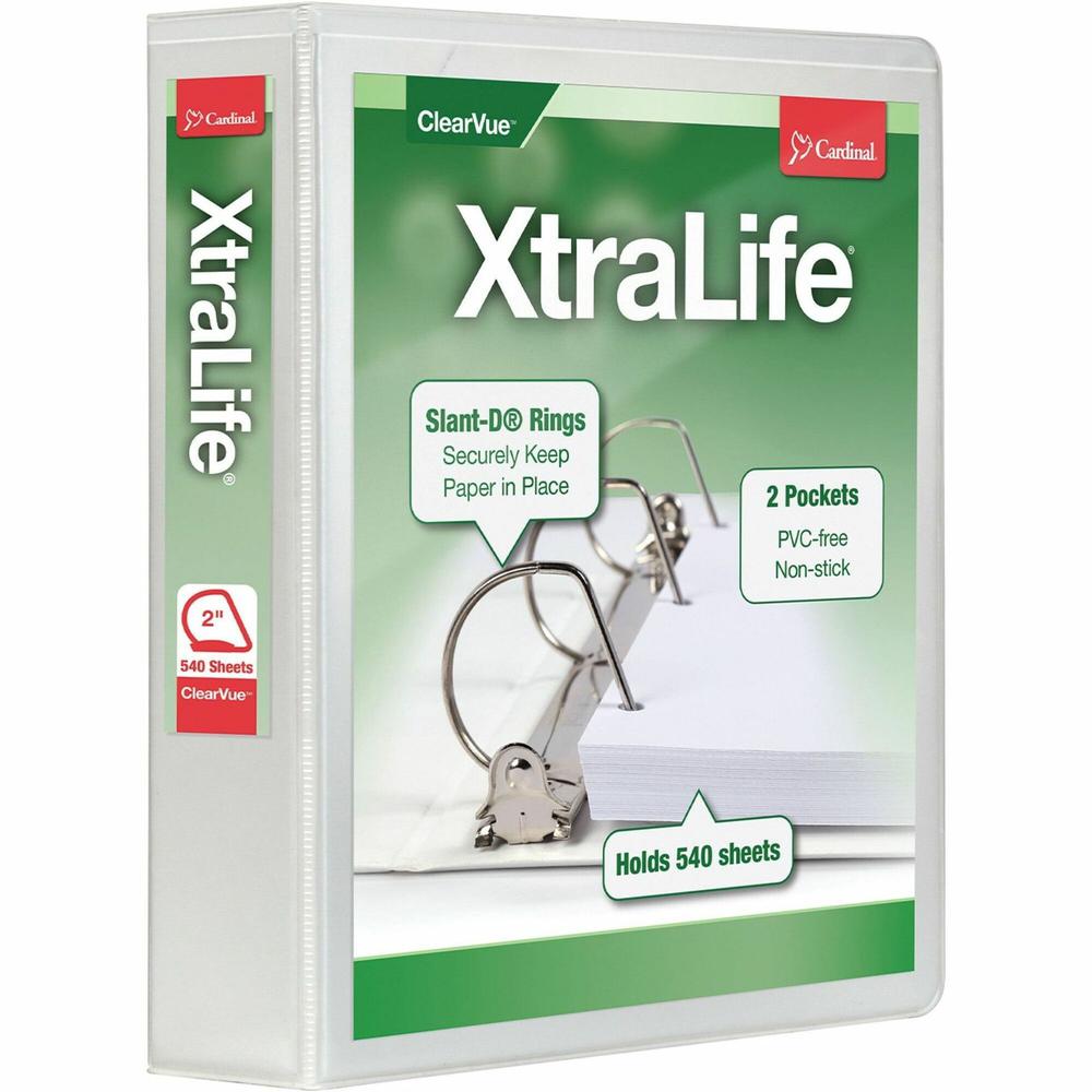 Cardinal Xtralife ClearVue Locking Slant-D Binders - 2" Binder Capacity - Letter - 8 1/2" x 11" Sheet Size - 540 Sheet Capacity - 2 1/2" Spine Width - 3 x D-Ring Fastener(s) - 2 Inside Front & Back Po. Picture 1