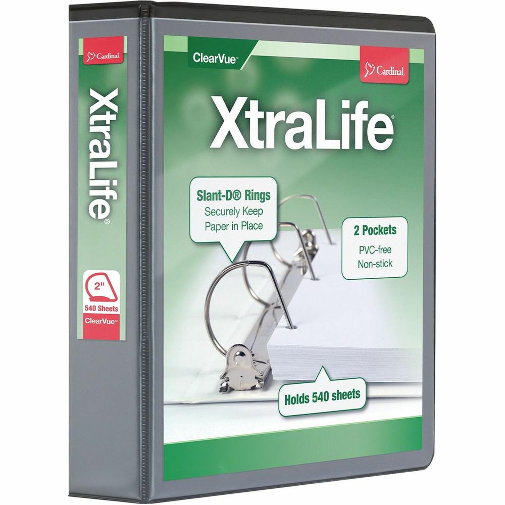Cardinal Xtralife ClearVue Locking Slant-D Binders - 2" Binder Capacity - Letter - 8 1/2" x 11" Sheet Size - 540 Sheet Capacity - 2 1/2" Spine Width - 3 x D-Ring Fastener(s) - 2 Inside Front & Back Po. Picture 1
