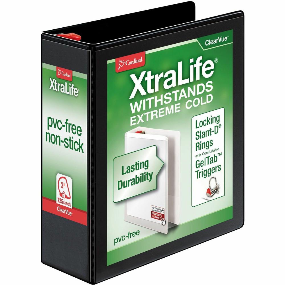 Cardinal Xtralife ClearVue Locking Slant-D Binders - 3" Binder Capacity - Letter - 8 1/2" x 11" Sheet Size - 725 Sheet Capacity - 2 29/32" Spine Width - 3 x D-Ring Fastener(s) - 2 Inside Front & Back . Picture 1