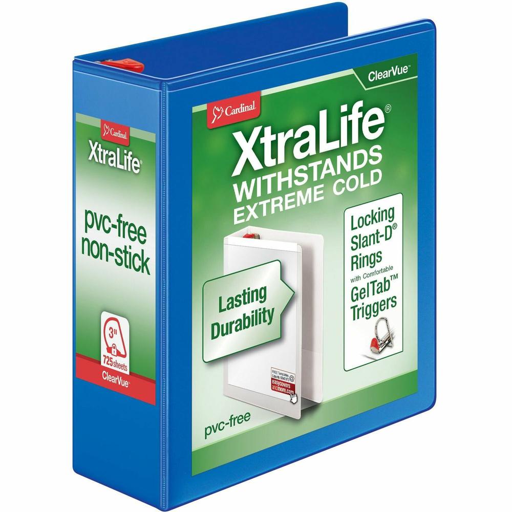 Cardinal Xtralife ClearVue Locking Slant-D Binders - 3" Binder Capacity - Letter - 8 1/2" x 11" Sheet Size - 725 Sheet Capacity - 2 29/32" Spine Width - 3 x D-Ring Fastener(s) - 2 Inside Front & Back . Picture 1
