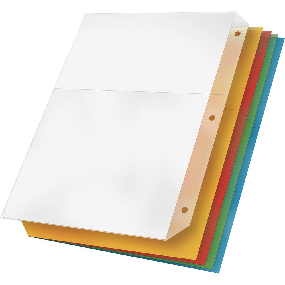 Cardinal&reg; Ring Binder Poly Pockets - 11.3" Height x 0.4" Width x 9.8" Length - 40 x Sheet Capacity - For Letter 8 1/2" x 11" Sheet - Ring Binder - Assorted - Polypropylene - 5 / Pack. Picture 1