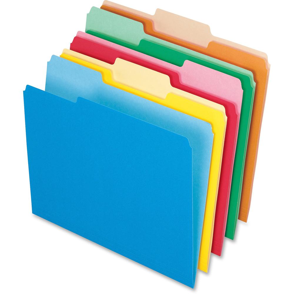 Pendaflex 1/3 Tab Cut Letter Top Tab File Folder - 8 1/2" x 11" - Top Tab Location - Assorted Tab Position - 11 pt. - 1 Plys - Assorted - Reinforced, Preprinted, Acid-free - 100 / Box. Picture 1