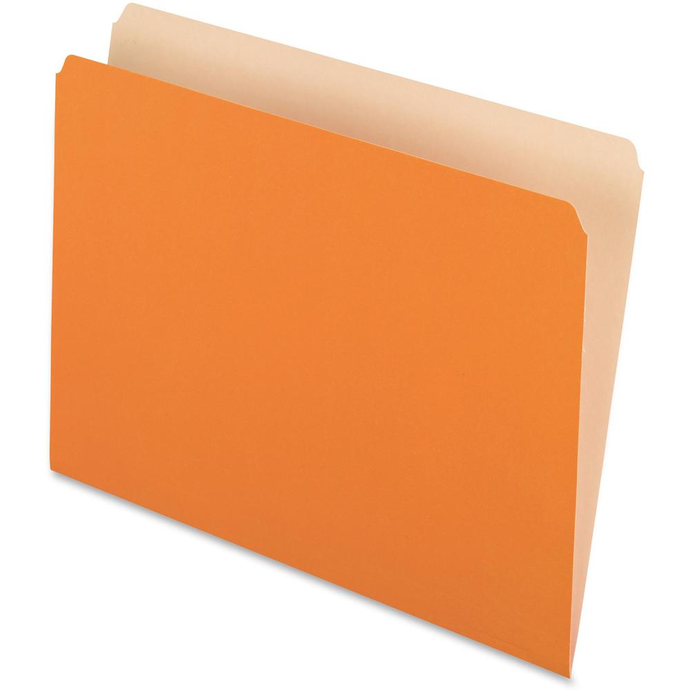 Pendaflex Letter Recycled Top Tab File Folder - 8 1/2" x 11" - 11 pt. - 1 Plys - Orange - 30% Recycled - 100 / Box. Picture 1