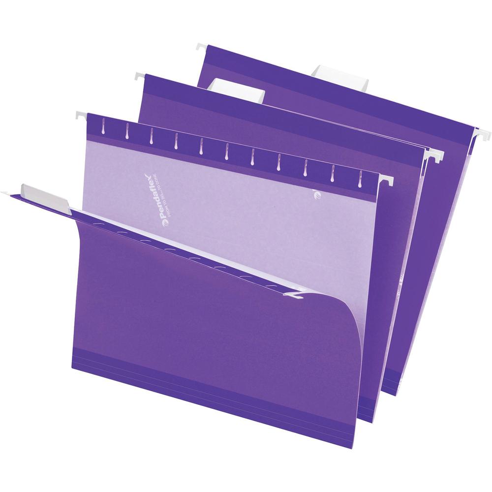 Pendaflex 1/5 Tab Cut Letter Recycled Hanging Folder - 8 1/2" x 11" - Violet - Reinforced - 10% Recycled - 25 / Box. Picture 1