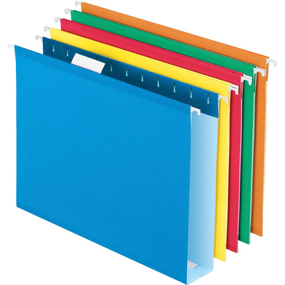 Pendaflex Letter Recycled Hanging Folder - 2" Folder Capacity - 8 1/2" x 11" - 1 Internal Pocket(s) - Pressboard - Assorted - 10% Recycled - 25 / Box. Picture 1