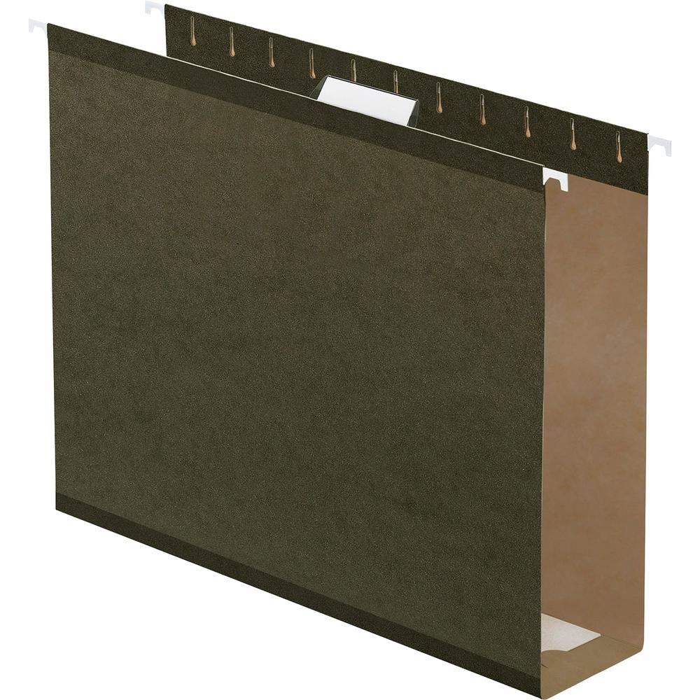 Pendaflex Letter Recycled Hanging Folder - 3" Folder Capacity - 8 1/2" x 11" - Folder - Pressboard - Standard Green - Reinforced, Reinforced Gusset, Acid-free - 10% Recycled - 25 / Box. Picture 1