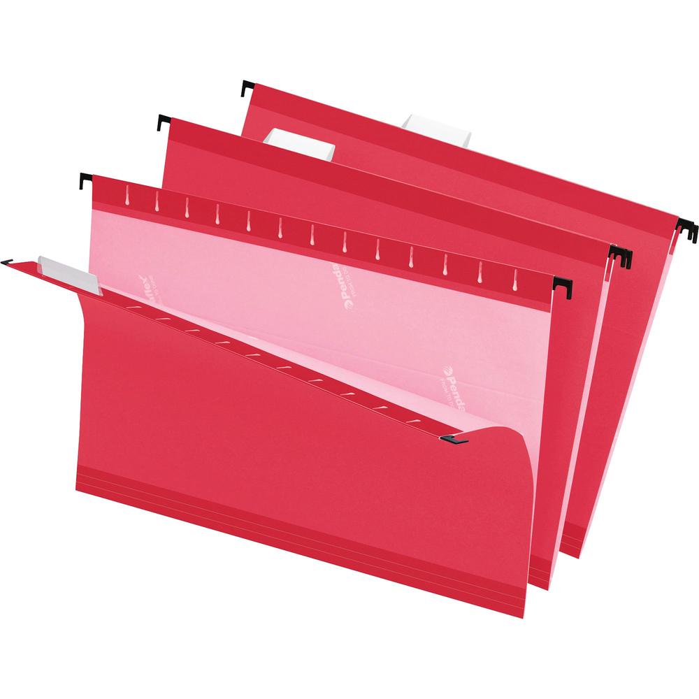 Pendaflex 1/5 Tab Cut Legal Recycled Hanging Folder - 8 1/2" x 14" - Red - 10% Recycled - 25 / Box. Picture 1