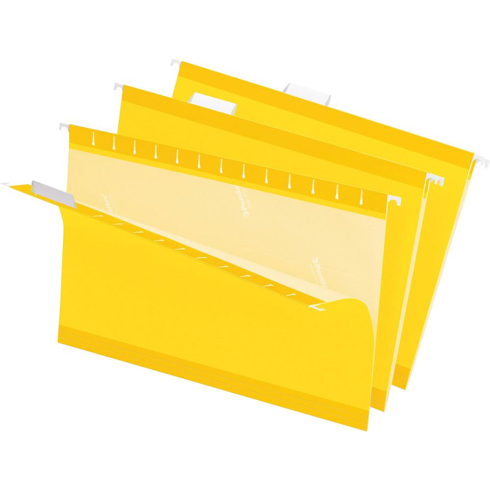 Pendaflex 1/5 Tab Cut Legal Recycled Hanging Folder - 8 1/2" x 14" - Yellow - 10% Recycled - 25 / Box. Picture 1