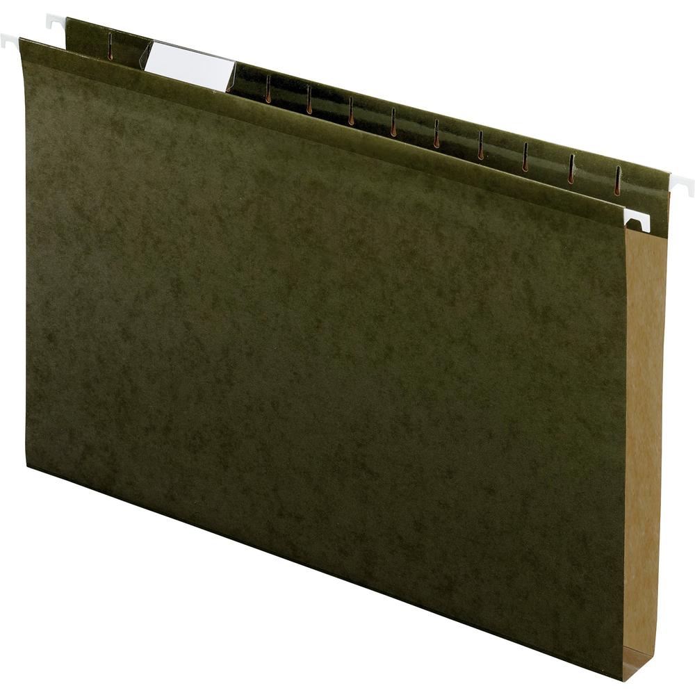 Pendaflex Legal Recycled Hanging Folder - 1" Folder Capacity - 8 1/2" x 14" - 1" Expansion - Pressboard - Standard Green - Reinforced, Reinforced Gusset, Acid-free - 10% Recycled - 25 / Box. Picture 1