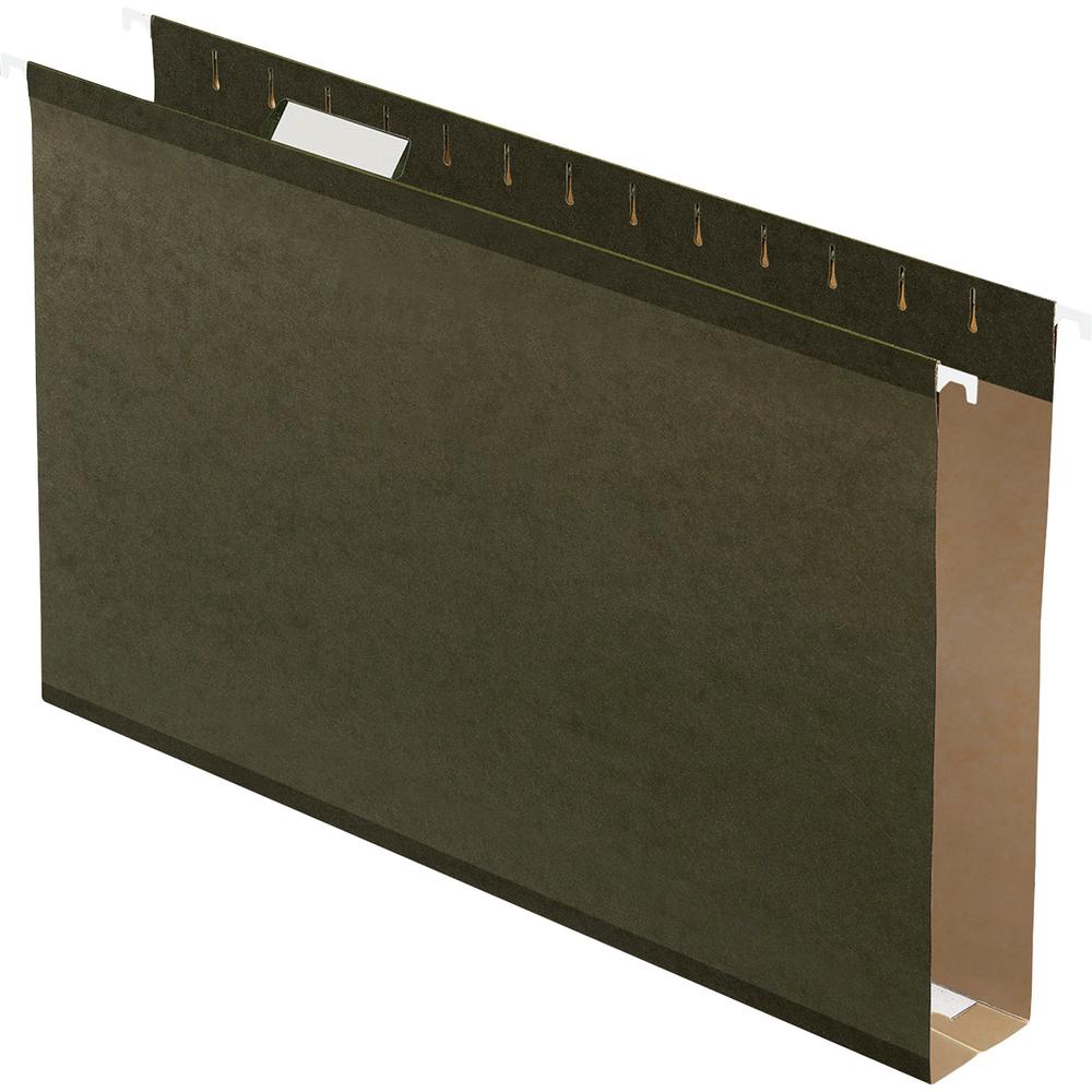 Pendaflex Legal Recycled Hanging Folder - 2" Folder Capacity - 8 1/2" x 14" - Pressboard - Standard Green - Reinforced Gusset, Acid-free - 10% Recycled - 25 / Box. Picture 1