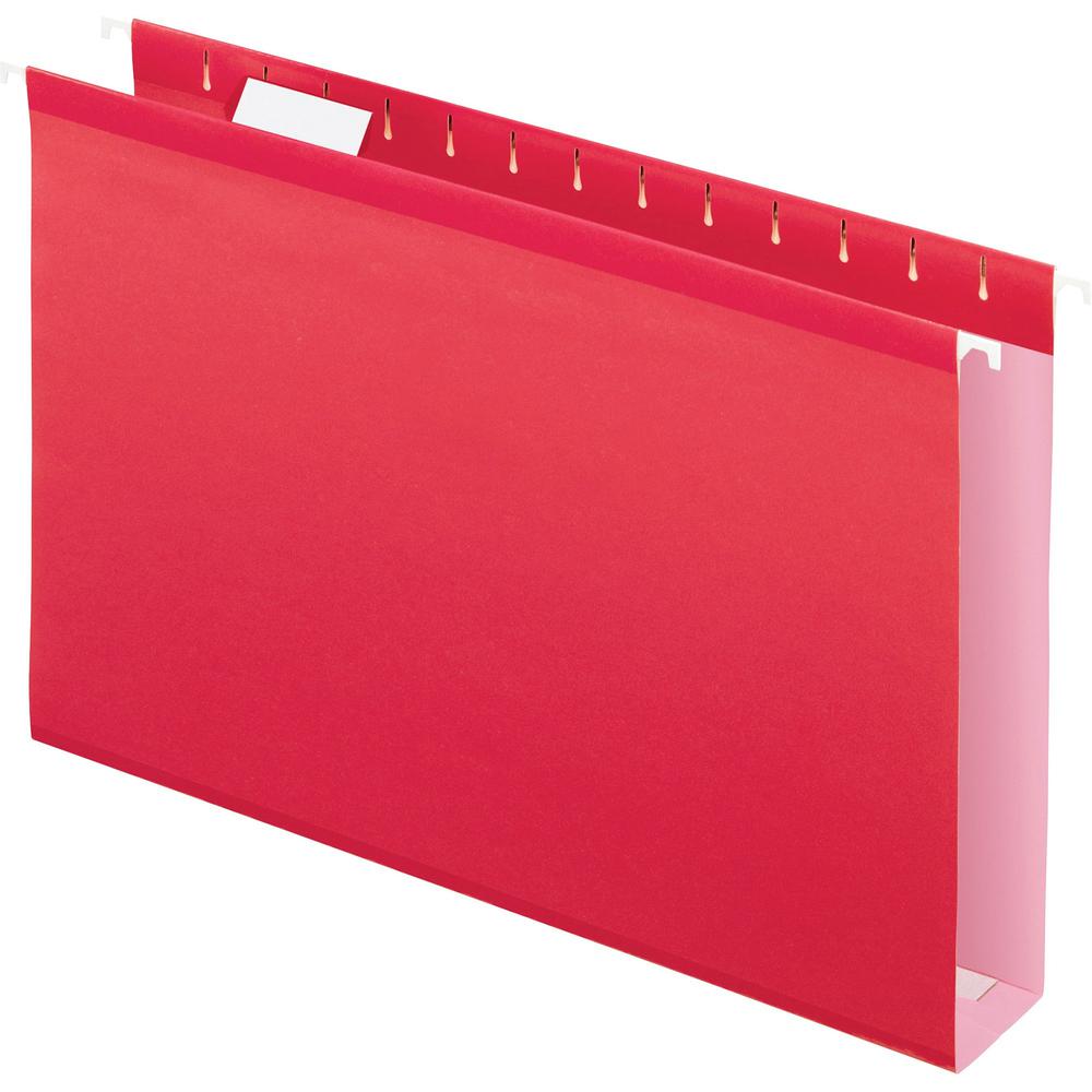 Pendaflex 1/5 Tab Cut Legal Recycled Hanging Folder - 8 1/2" x 14" - 2" Expansion - Pressboard, Poly - Red - 10% Recycled - 25 / Box. Picture 1