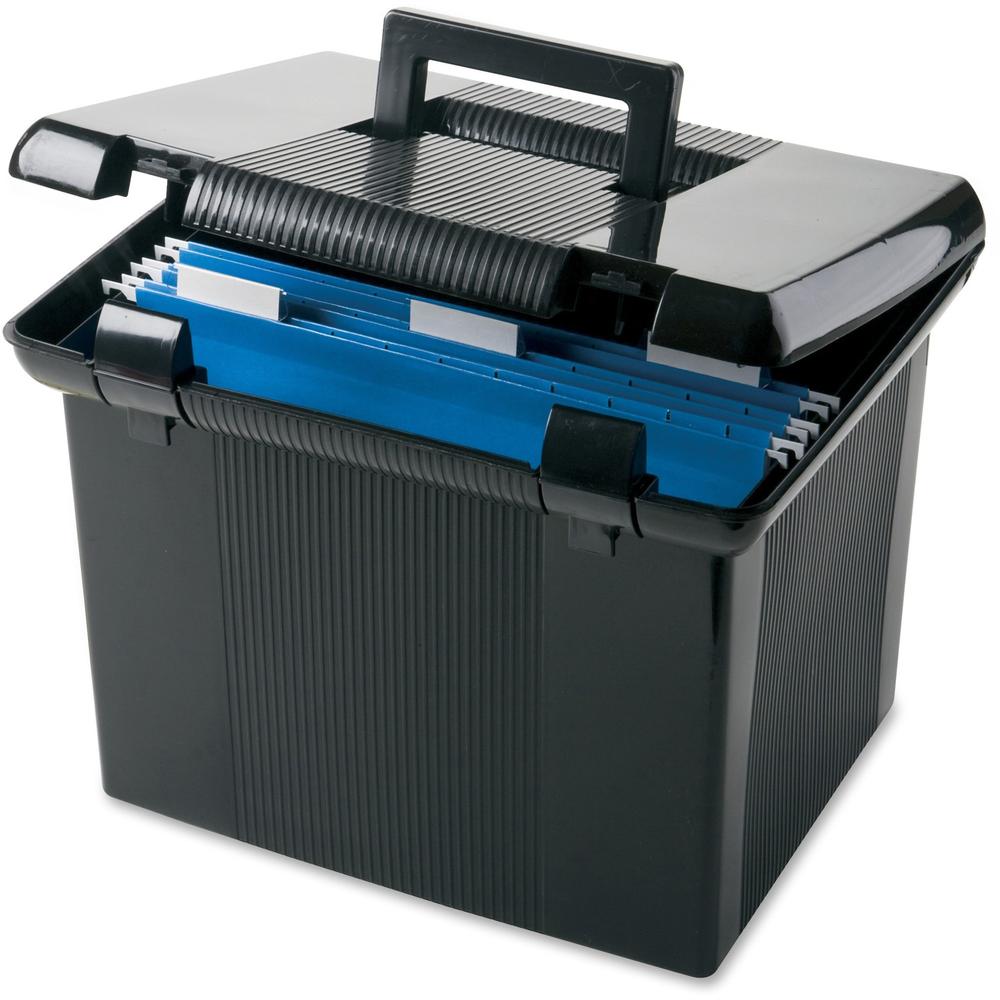 Pendaflex Portafile File Storage Box - External Dimensions: 14" Width x 11.1" Depth x 11" Height - Media Size Supported: Letter - Plastic - Black - For File - 1 Each. Picture 1