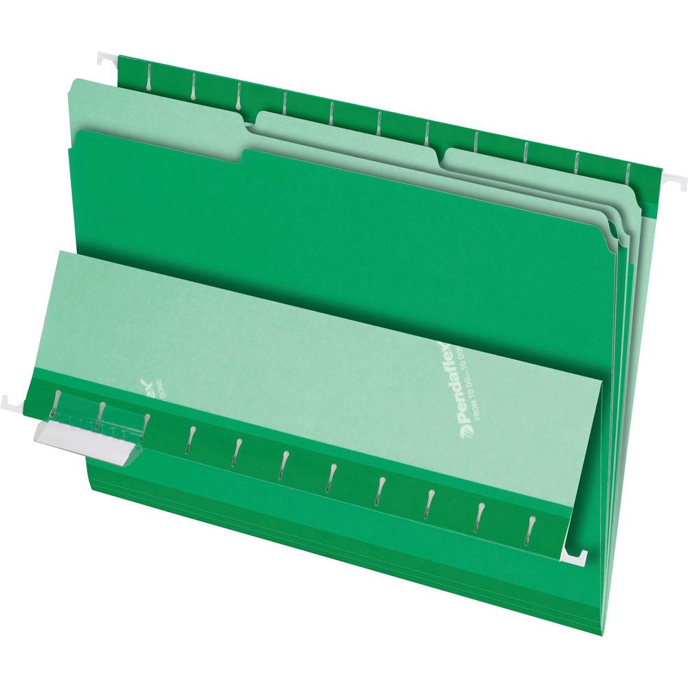 Pendaflex 1/3 Tab Cut Letter Recycled Top Tab File Folder - 8 1/2" x 11" - Top Tab Location - Assorted Position Tab Position - Green - 10% Recycled - 100 / Box. Picture 1