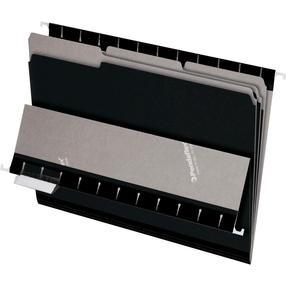 Pendaflex 1/3 Tab Cut Letter Recycled Top Tab File Folder - 8 1/2" x 11" - Top Tab Location - Assorted Position Tab Position - Black - 10% Recycled - 100 / Box. Picture 1