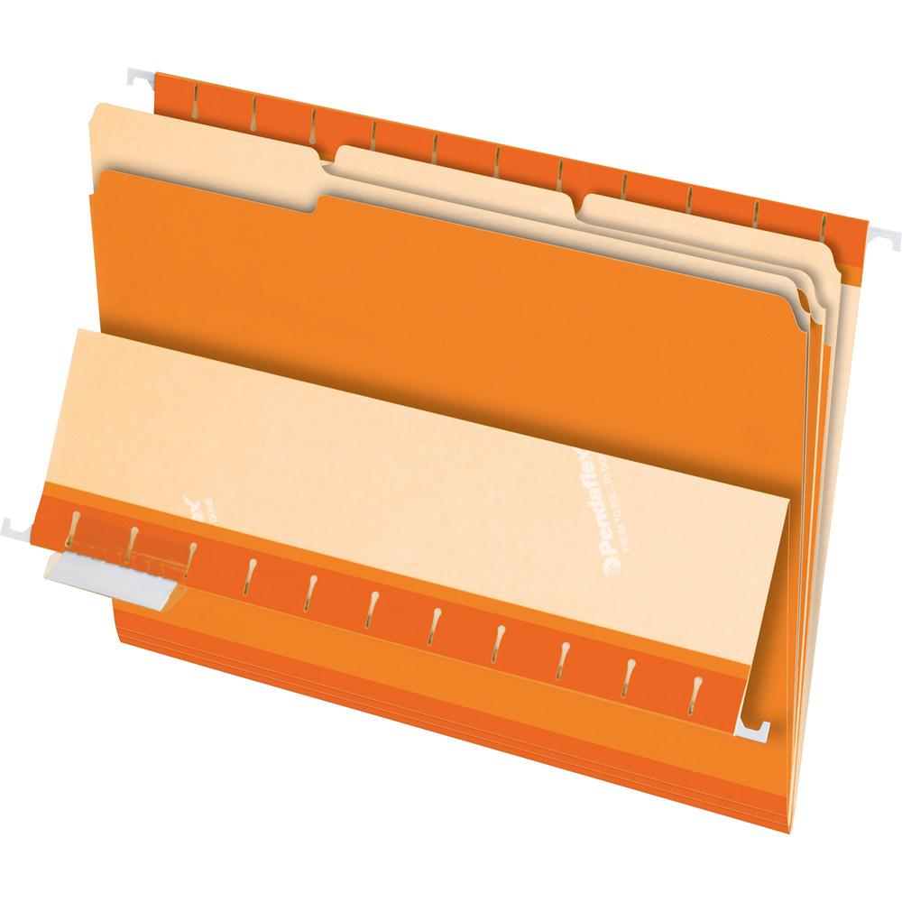 Pendaflex 1/3 Tab Cut Letter Recycled Top Tab File Folder - 8 1/2" x 11" - Orange - 10% Recycled - 100 / Box. Picture 1