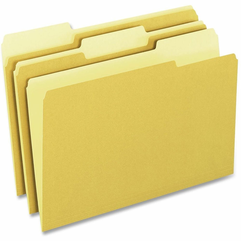 Pendaflex 1/3 Tab Cut Letter Top Tab File Folder - 8 1/2" x 11" - Yellow - 100 / Box. Picture 1