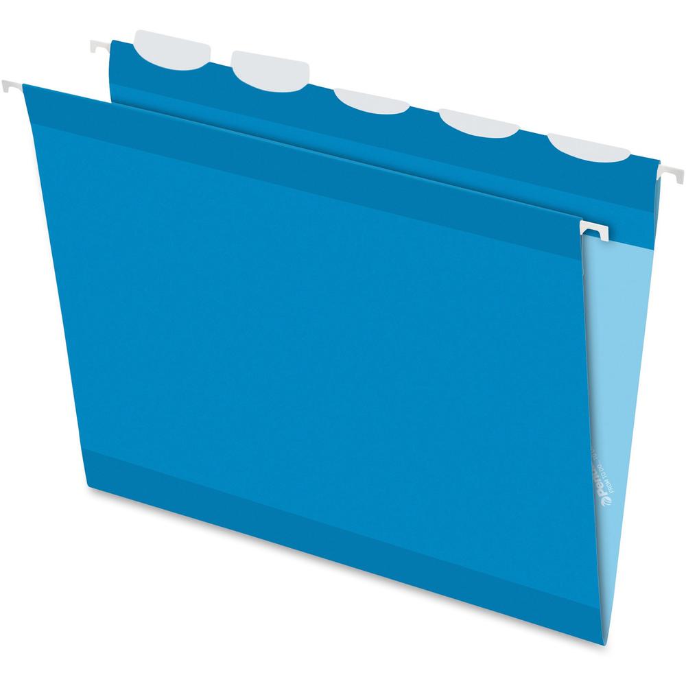 Pendaflex Ready-Tab 1/5 Tab Cut Letter Recycled Hanging Folder - 8 1/2" x 11" - Blue - 10% Recycled - 25 / Box. Picture 1