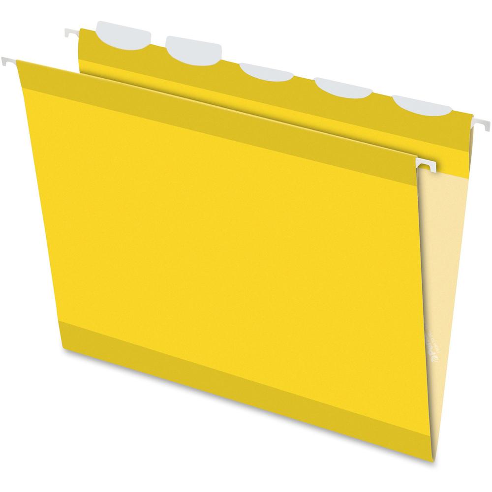 Pendaflex Ready-Tab 1/5 Tab Cut Letter Recycled Hanging Folder - 8 1/2" x 11" - Yellow - 10% Recycled - 25 / Box. Picture 1