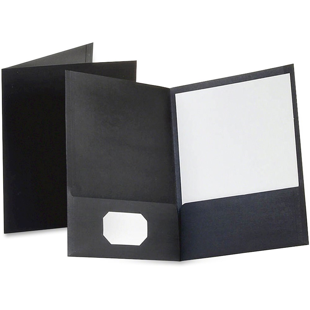 Oxford Letter Pocket Folder - 8 1/2" x 11" - 100 Sheets Capacity - 2 Pocket - Black - 1 Each. Picture 1