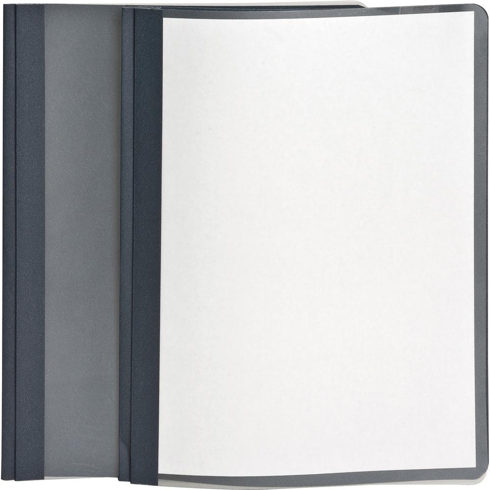 Oxford Letter Yes Report Cover - 8 1/2" x 11" - 100 Sheets Capacity - 3 x Tang Fastener - 1/2" for Folder - Leatherette - Dark Blue, Clear - 10% Recycled - 25 / Box. Picture 1