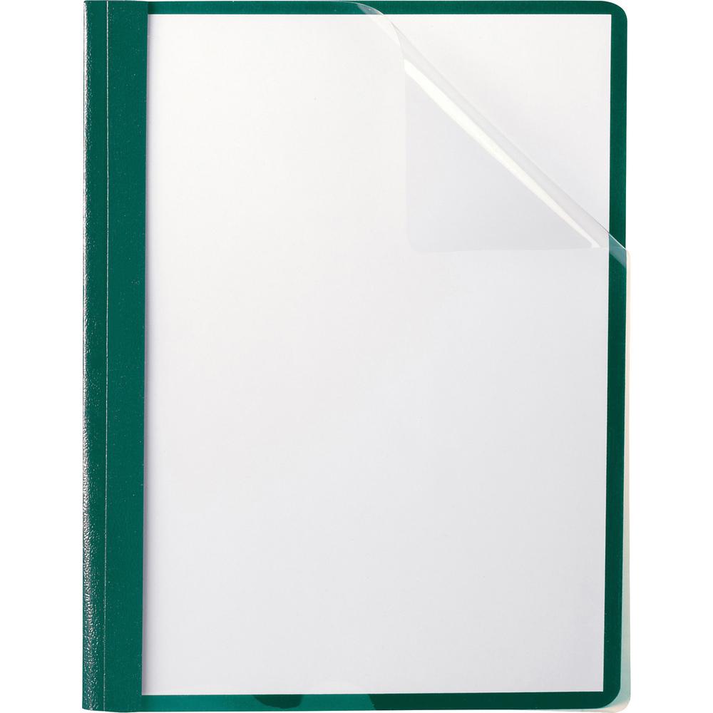 Oxford Letter Recycled Report Cover - 8 1/2" x 11" - 100 Sheet Capacity - 3 x Tang Fastener(s) - 1/2" Fastener Capacity for Folder - Leatherette - Hunter Green - 10% Recycled - 1 / Each. Picture 1