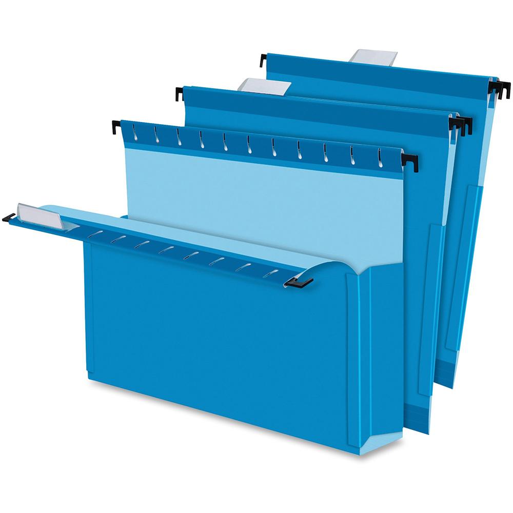 Pendaflex SureHook Letter Recycled Hanging Folder - 8 1/2" x 11" - 2" Expansion - Blue - 10% Recycled - 25 / Box. Picture 1