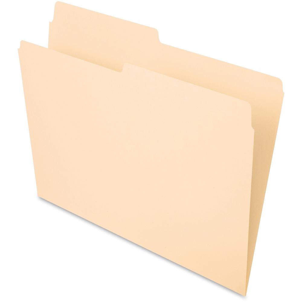 Pendaflex Essentials 1/2 Tab Cut Letter Recycled Top Tab File Folder - 8 1/2" x 11" - 3/4" Expansion - Top Tab Location - Assorted Tab Position - 11 pt. - 1 Plys - Manila Paper - Manila - 10% Recycled. Picture 1