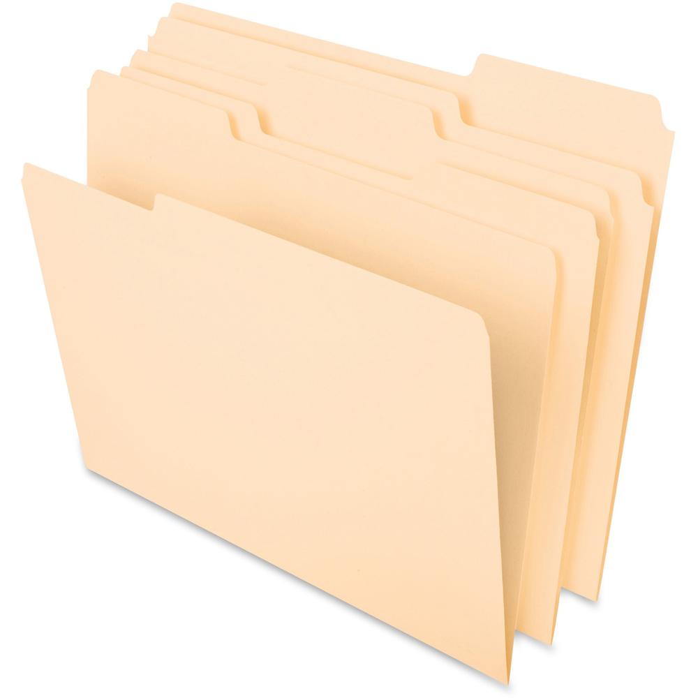 Pendaflex 1/3 Tab Cut Letter Recycled Top Tab File Folder - 8 1/2" x 11" - 3/4" Expansion - Top Tab Location - Assorted Tab Position - 11 pt. - 1 Plys - Manila - Tab - 10% Recycled - 100 / Box. Picture 1