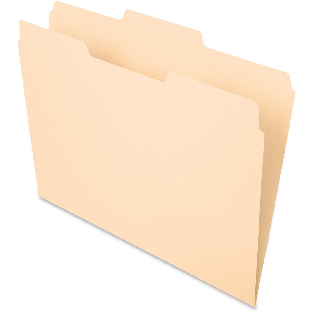 Pendaflex Essentials 1/3 Tab Cut Letter Recycled Top Tab File Folder - 8 1/2" x 11" - 3/4" Expansion - Top Tab Location - Center Tab Position - Manila - Manila - 10% Recycled - 100 / Box. Picture 1
