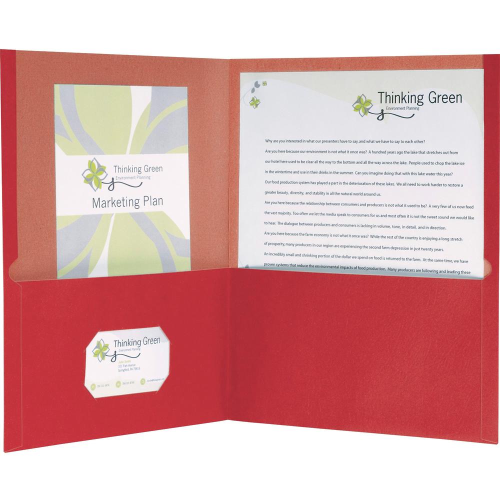Oxford EarthWise Letter Recycled Pocket Folder - 8 1/2" x 11" - 100 Sheet Capacity - 2 Pocket(s) - Red - 100% Recycled - 25 / Box. Picture 1