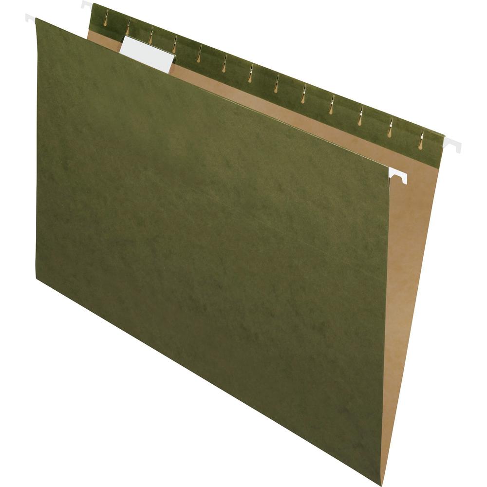 Pendaflex Essentials 1/5 Tab Cut Legal Recycled Hanging Folder - 8 1/2" x 14" - Standard Green - 100% Recycled - 25 / Box. Picture 1