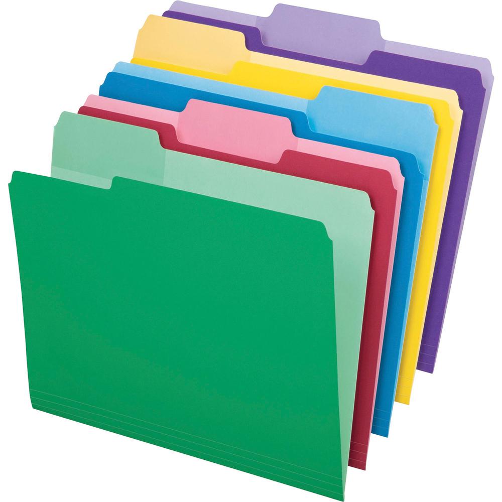 Pendaflex 1/3 Tab Cut Letter Recycled Top Tab File Folder - 8 1/2" x 11" - Top Tab Location - Assorted Position Tab Position - Assorted - 10% Recycled - 30 / Pack. Picture 1