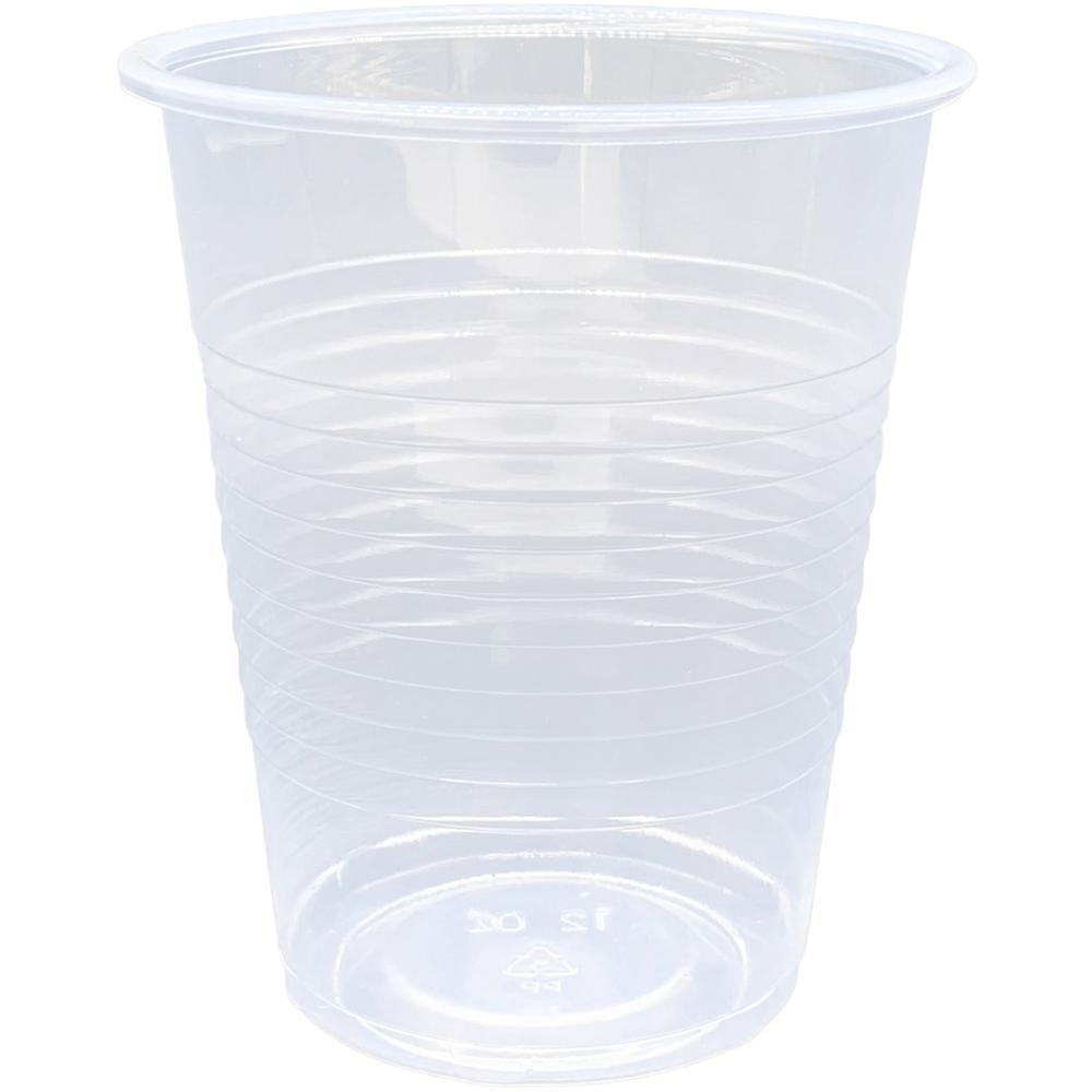 Genuine Joe 12 oz Transparent Beverage Cups - 12 fl oz - Clear - Plastic - Cold Drink - 100/Pack - 10 / Carton. Picture 1