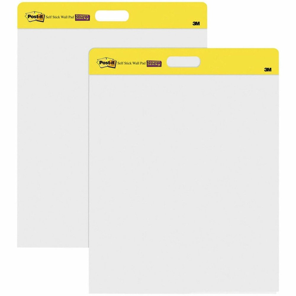 Post-it&reg; Self-Stick Easel Pads - 20 Sheets - Plain - Stapled - 18.50 lb Basis Weight - 20" x 23" Sheet Size - White Paper - Cardboard Cover - Resist Bleed-through, Removable, Sturdy Back - No - 2 . Picture 1