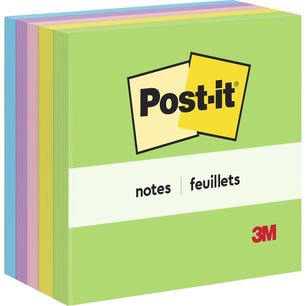 Post-it&reg; Notes - Floral Fantasy Color Collection - 500 - 3" Flag/Note Width x 3" Flag/Note Length - Square - 100 Sheets per Pad - Unruled - Limeade, Blue Paradise, Citron, Positively Pink, Iris In. Picture 1