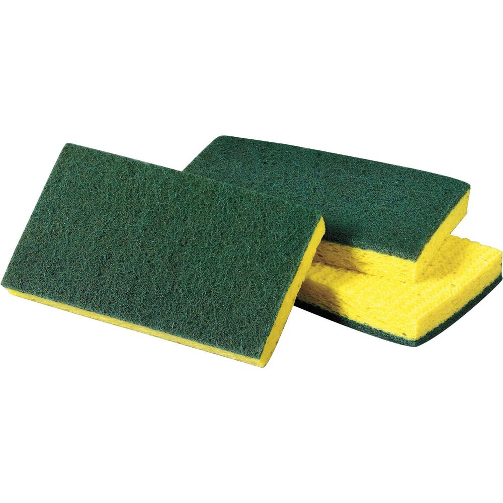 Scotch-Brite Medium-Duty Scrub Sponges - 6.3" Height x 3.5" Width - 20 / Carton - Cellulose - Yellow, Green. Picture 1