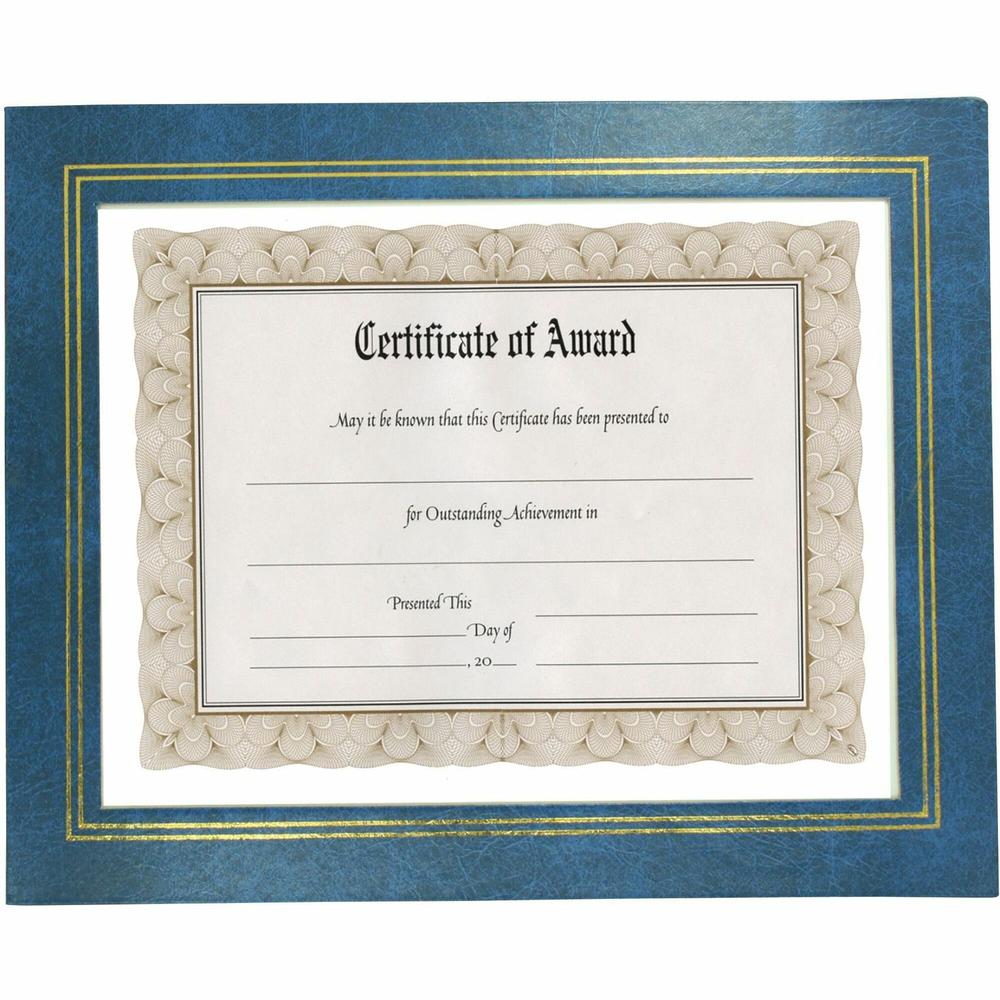 Golite nu-dell Flat Document Frames - Holds 11" x 8.50" Insert - Desktop - Horizontal, Vertical - Easel Back, Hanger - 2 / Pack - Leatherette - Blue. Picture 1